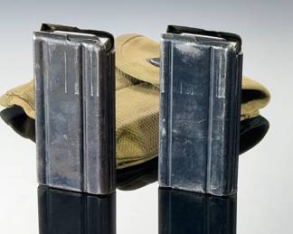 WWII US M1 Carbine 15-Round Magazines (Pair) with Canvas Belt Pouch