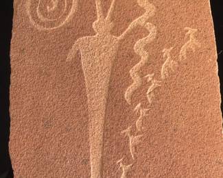 Fremont Style Rock Ant Sedona Sandstone Snake Dancer Petroglyph Art Slab