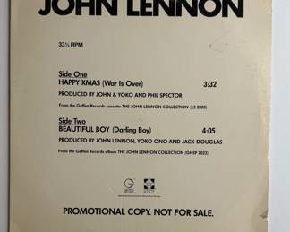 John Lennon Happy Xmas / Beautiful Boy 12" Promo Vinyl Record PRO-A-1079 Geffen