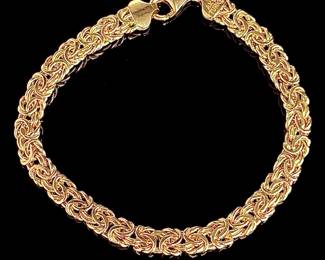 Atasay Kuyumculuk Gold Vermeil Sterling Silver Byzantine Bracelet 7" AK 925