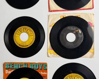 Vintage 45 RPM Record Lot Elvis Presley Johnny Cash Sun Records Beach Boys