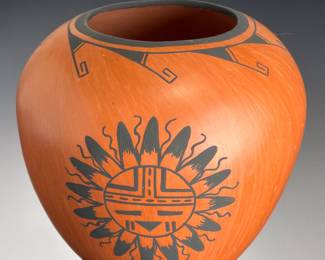Hopi Sunface Pottery Pot by Renee Archambeau - Signed "RA"