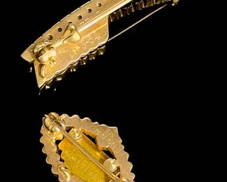 Vintage Alpha Xi Delta & Sigma Alpha Iota Pearl Sorority Pins, 10K Gold