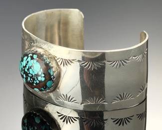Navajo Carson Blackgoat Sterling Silver Royston Turquoise Cuff Bracelet CKB
