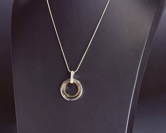 Alwand Vahan 14k Gold Sterling Silver Diamond Concentric Circle Necklace