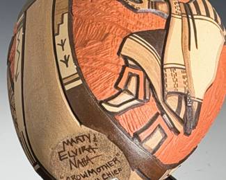 Hopi-Tewa Crow Mother Kachina Pottery Pot Marty & Elvira Naha Nampeyo