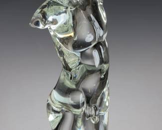 Stephen Gryphon 2003 Signed Art Glass Male Torso Sculpture Classical Nude Figure