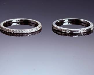 Lot of 2 Sterling Silver & CZ Eternity Stacking Bands - Size 8 - 925