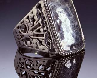 Silpada Hammered Sterling Silver Shield Ring Size 8.75 Filigree Band 925 India