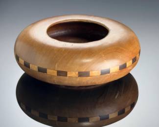 Marty Reade Signed Mahogany Studio Art Wood Bowl Segmented Inlay