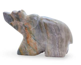 Monumental Alan Lewis Zuni Bear Sculpture Carved Stone Turquoise Eyes
