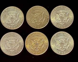 1964-1969 Kennedy Silver Half Dollar Coins - Vintage US Mint Lot of 6