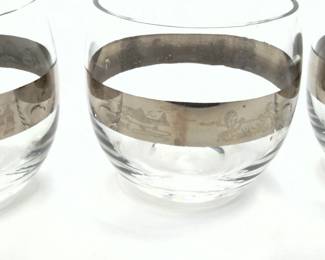 MCM Silver-Banded Roly-Poly Glasses, Sportsman Wildlife Trio, Dorothy Thorpe-Era