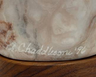 Adeline Chaddlesone Carved Alabaster Sculpture Native American Kiowa Bust 1996