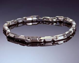 Vintage Italian Sterling Silver Bar Link Bracelet 925 Italy OTC 8.5"