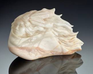 Sherman Chaddlesone Carved Alabaster Sculpture Kiowa Warrior Signed 1989