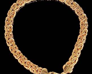 Atasay Kuyumculuk Gold Vermeil Sterling Silver Byzantine Bracelet 7" AK 925