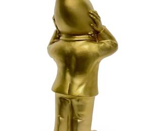 Ottmar Hörl Gold "Hear No Evil" Gnome Sculpture - Signed Sponti Art Series