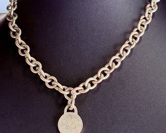 Tiffany & Co. Sterling Silver Return to Tiffany Round Tag Choker Necklace 18"