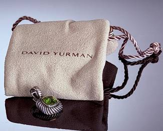 David Yurman Albion 14k Gold & Sterling Silver Peridot Pendant with Pouch