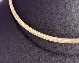 Vintage Italian 925 Sterling Silver Reversible Omega Collar Necklace 18-Inch