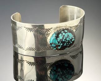 Navajo Carson Blackgoat Sterling Silver Royston Turquoise Cuff Bracelet CKB