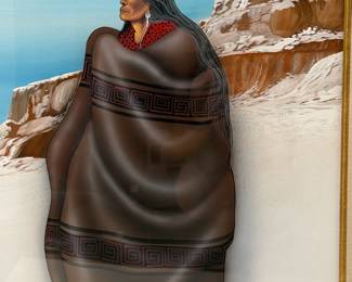 Robert Redbird Original Painting Kiowa Native American Art Winter Landscape