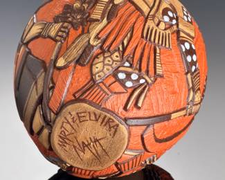 Hopi-Tewa Carved Pottery Jar by Marty & Elvira Naha, Nampeyo Lineage