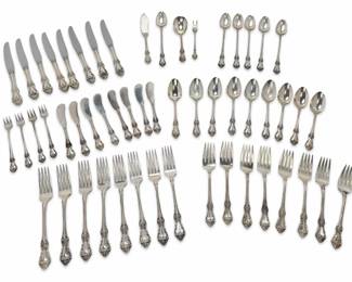 Oneida Afterglow Sterling Silver Flatware Set, 54 Pcs, 4.4 LBS Mid-Century