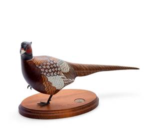 Chris Olson Ducks Unlimited Ring-Necked Pheasant Wood Sculpture 1991-92