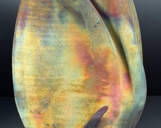 Michael Weinberg Signed Raku Pottery Iridescent Studio Art Sculptural Vase
