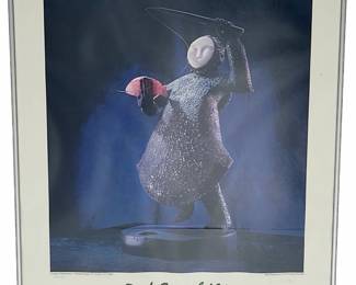 Signed Bill Prokopiof Red Earth 1991 Festival Poster Happy Fisherman #238/400