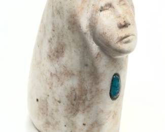 Allie Chaddlesone Signed Kiowa Native American Carved Alabaster Sculpture