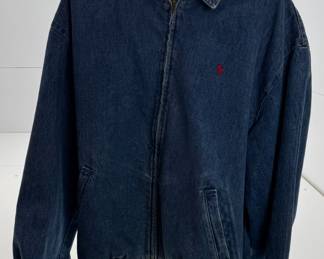 Vintage Polo Ralph Lauren Made in USA Denim Harrington Jacket Size XL
