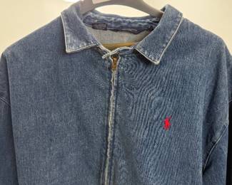 Vintage Polo Ralph Lauren Made in USA Denim Harrington Jacket Size XL