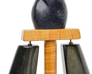 Michael Costello Signed Kinetic Sculpture 2007 Wood & Stone Modern Art