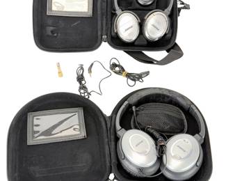 Bose QuietComfort QC3 & QC2 Noise Cancelling Headphones Lot of 2 with Cases