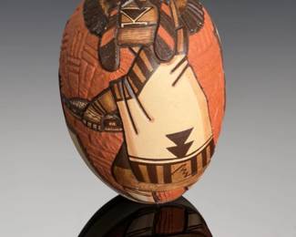Hopi-Tewa Sgraffito Seed Pot by Marty & Elvira Naha Nampeyo Egg Pottery