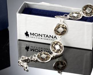 Montana Silversmiths Southwestern Aztec Cross Circle Link Bracelet with Box