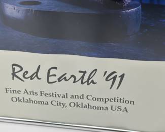 Signed Bill Prokopiof Red Earth 1991 Festival Poster Happy Fisherman #238/400