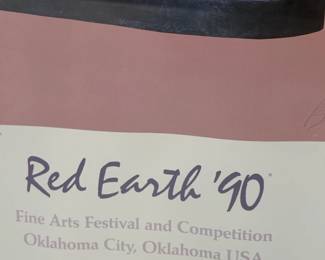 Signed Bill Prokopiof Red Earth 1990 Art Festival Poster Childs Mask Dance Ltd