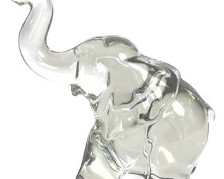 Vintage Heisey 1940s Art Glass Large Elephant Figurine Trunk Up Good Luck