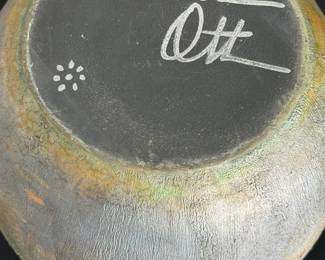 Dennis Ott Signed Sedona Studio Art Pottery Raku Metallic Glaze Vase Pot