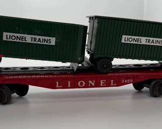Lionel Postwar 3460 O-Gauge Piggyback Flatcar with Fruehauf Trailers