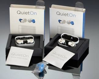 QuietOn Active Noise Cancelling Earplugs - Lot of 2 with Charging Cases
