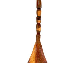 Polynesian Hand-Carved Ceremonial Wood Paddle Tiki Maori Marquesan Hoe