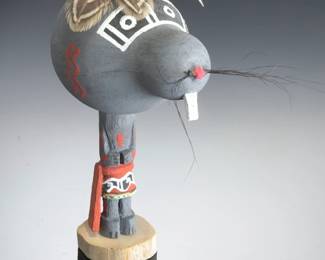 Hopi Mouse Katsina Gourd Wood Carving Native American Tusan Homichi Doll
