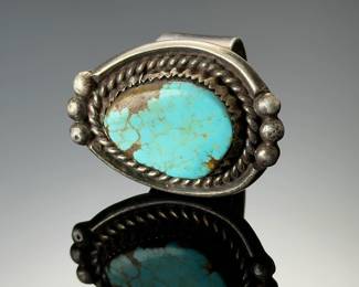 Vintage Navajo Royston Turquoise Sterling Silver Ring, Size 9.5