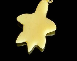 Vintage Hand Carved Sea Turtle Pendant Bone or Resin Charm 1.45"