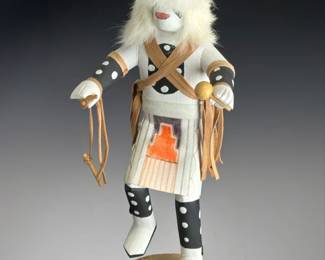 Navajo Buffalo Kachina Doll Signed Cynthia B Hand Carved Native American Art